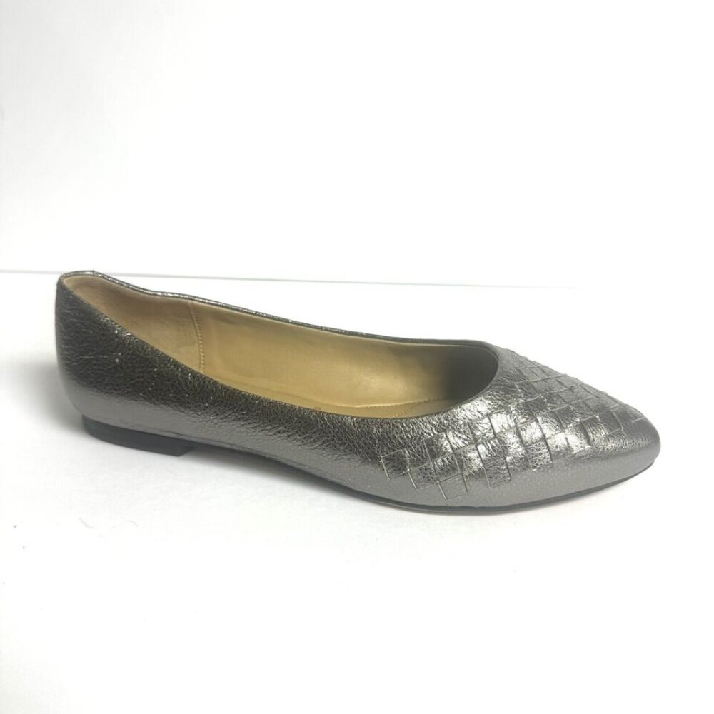 Trotters Womens Estee Woven Flat Silver Size 9.5W